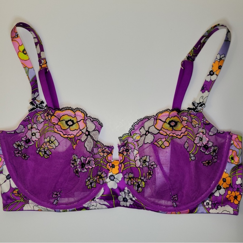 Savage X Fenty Mod Poppy Floral Underwire Lace Bra 38D-❤️Very Nice Condition❤️